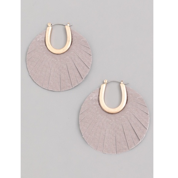 Slay Girl Gray Vegan Leather Earrings - Picture 2 of 3